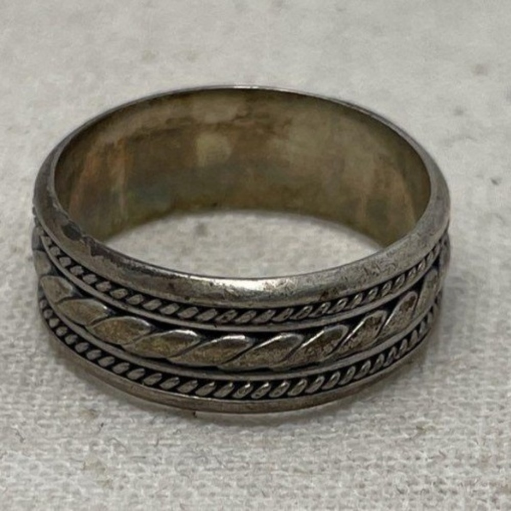 Vintage Sterling Silver 925 Braided Rope Band Ring Size 5.5 M209 Oxidized 2.6g